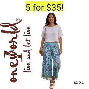 One World Festival Flowy Colorful Boho Hippie Elastic Waist Pants Sale 5 for 35
